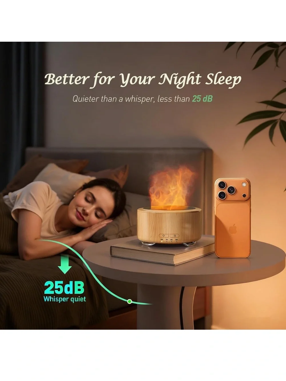 Essential oil Diffuser for home: 500ML aroma diffuser with fireplace flame light